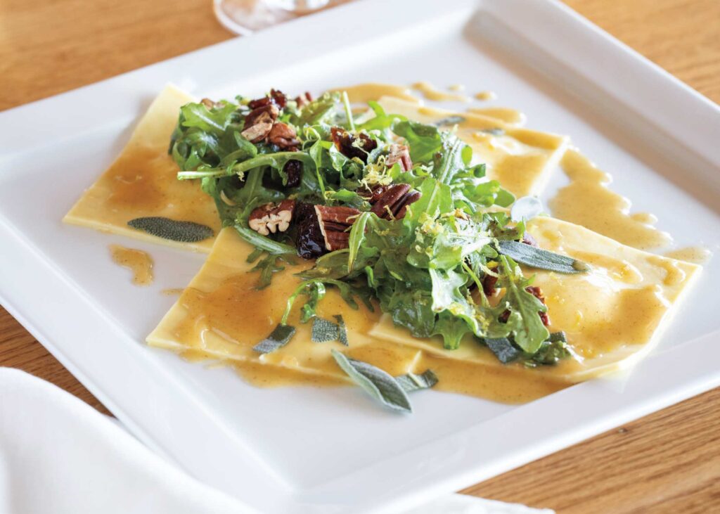 Butternut ravioli with sage and brown butter sauce