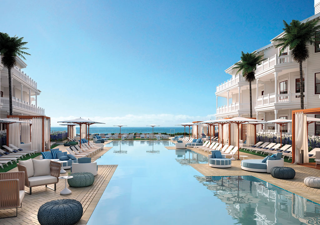 San Diego Hotel Del Coronado pool facing the ocean on a sunny day