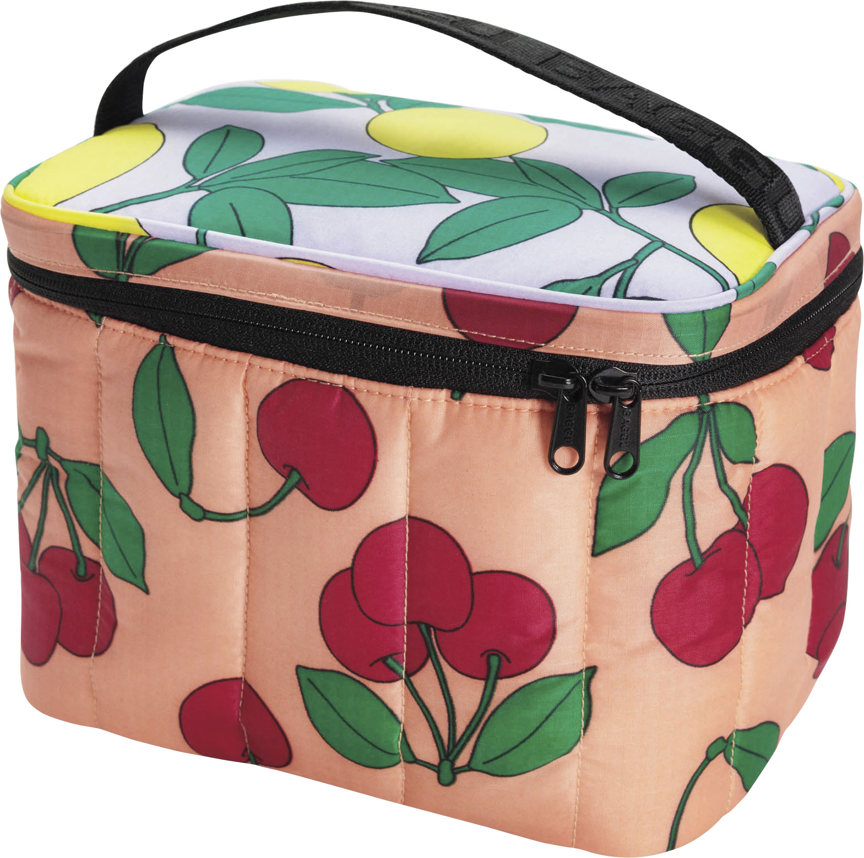 puffy Baggu picnic cooler bag with cherry print