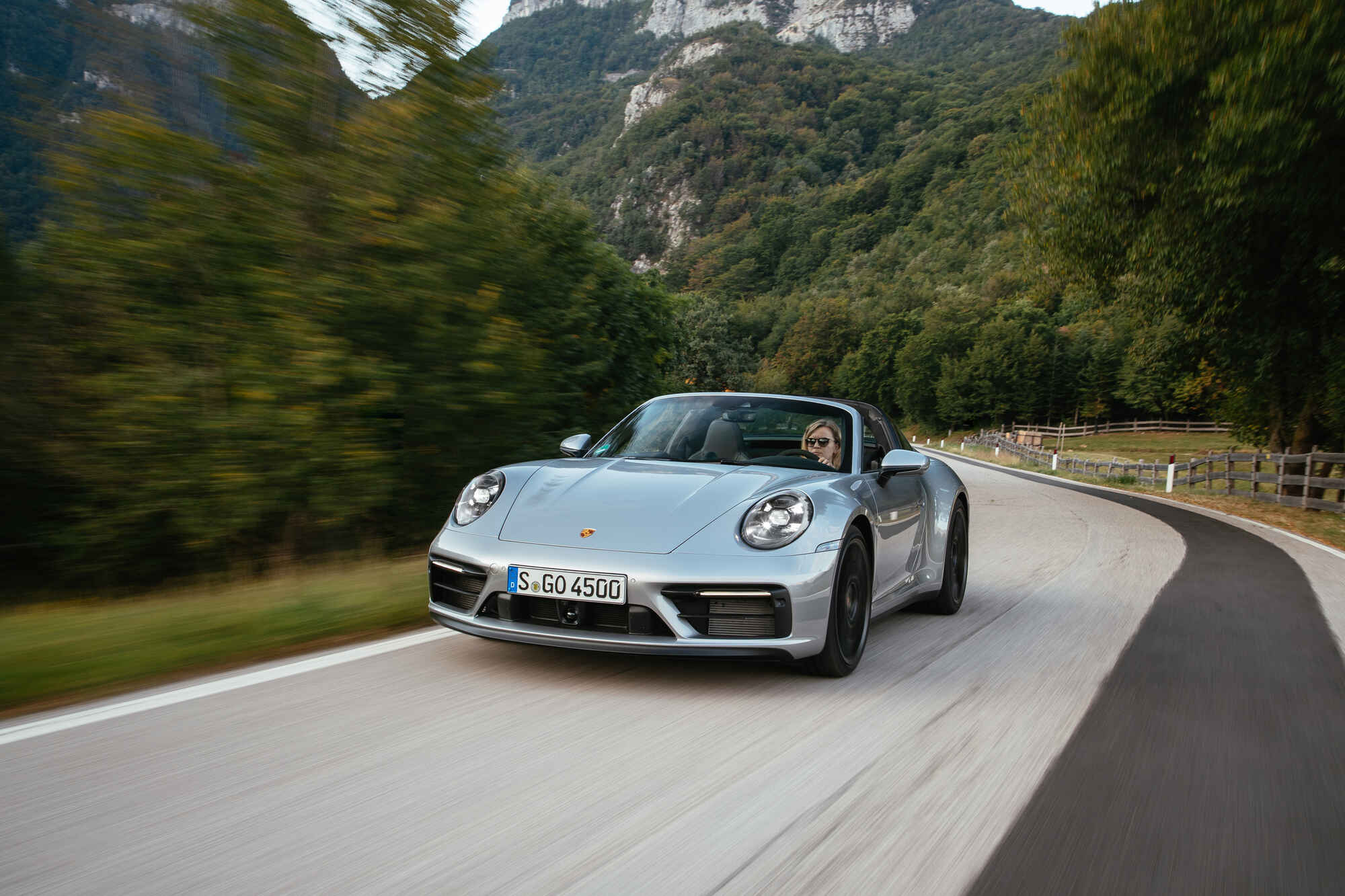 Porsche on a mountain road