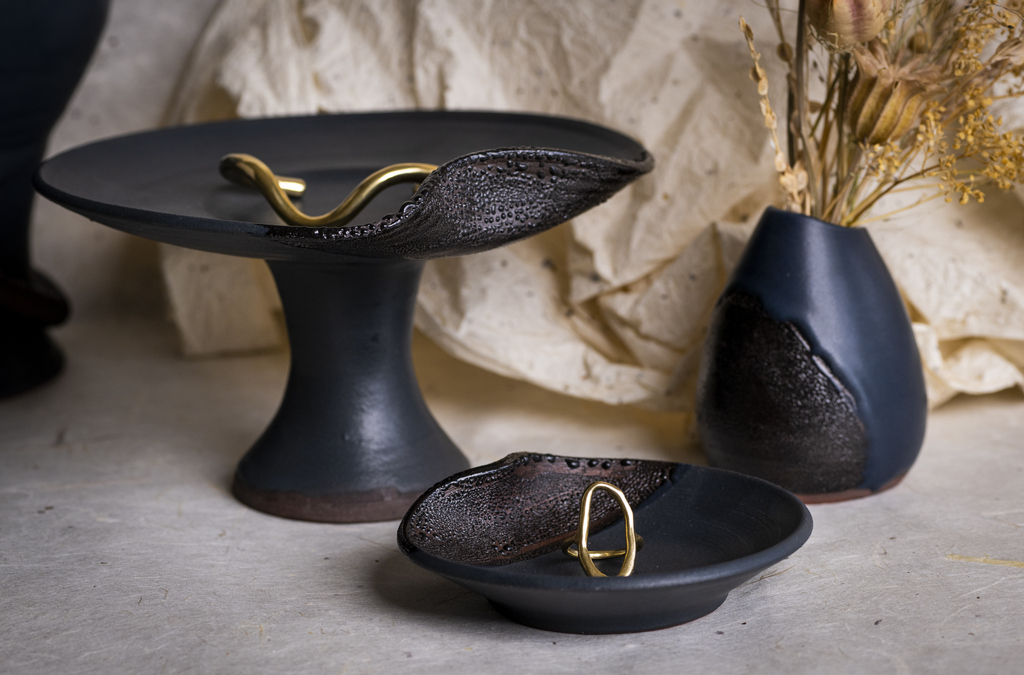 black ceramic pieces with jewelry