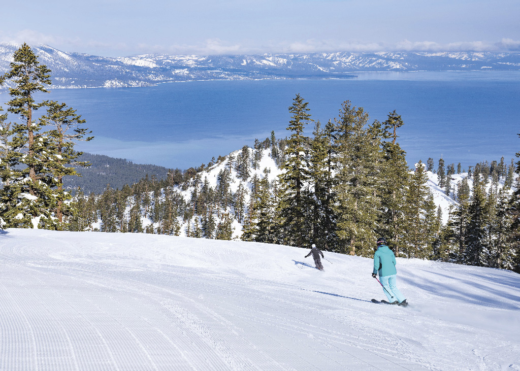 skiers on the slopes in Lake Tahoe