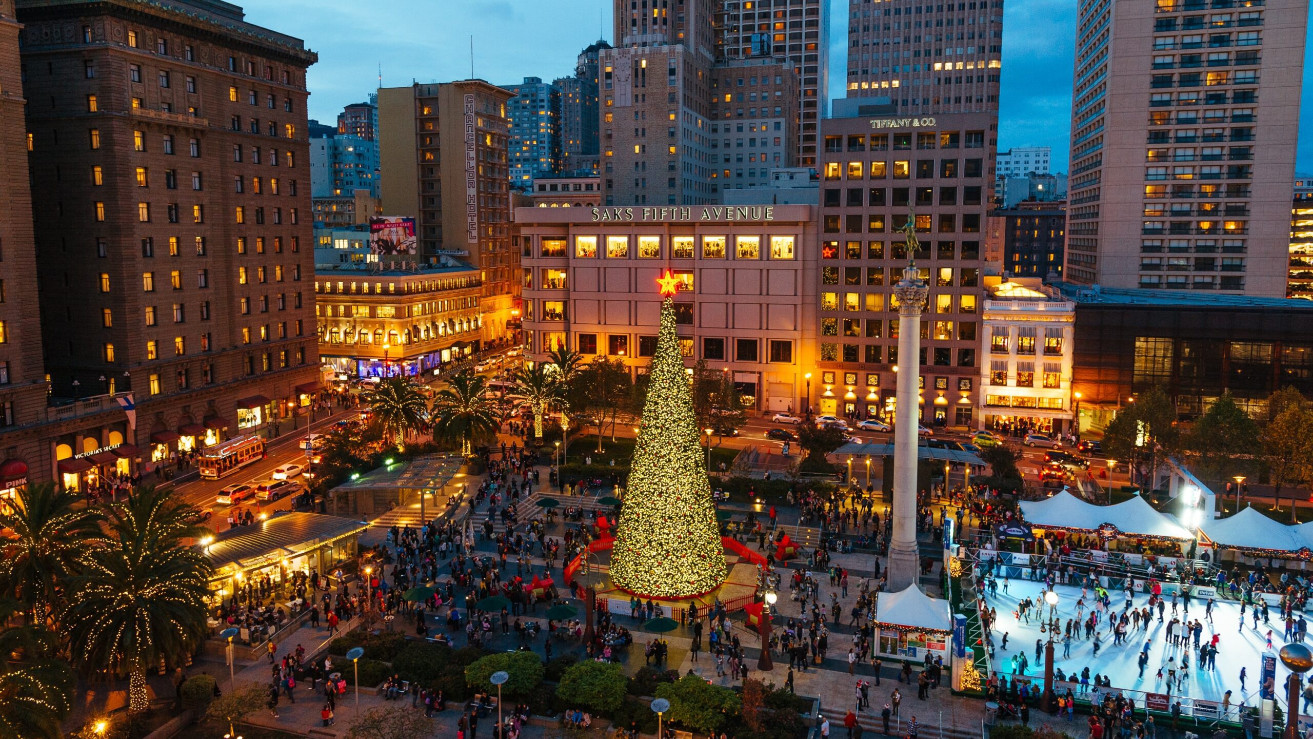 Union Square decorated for the holidays