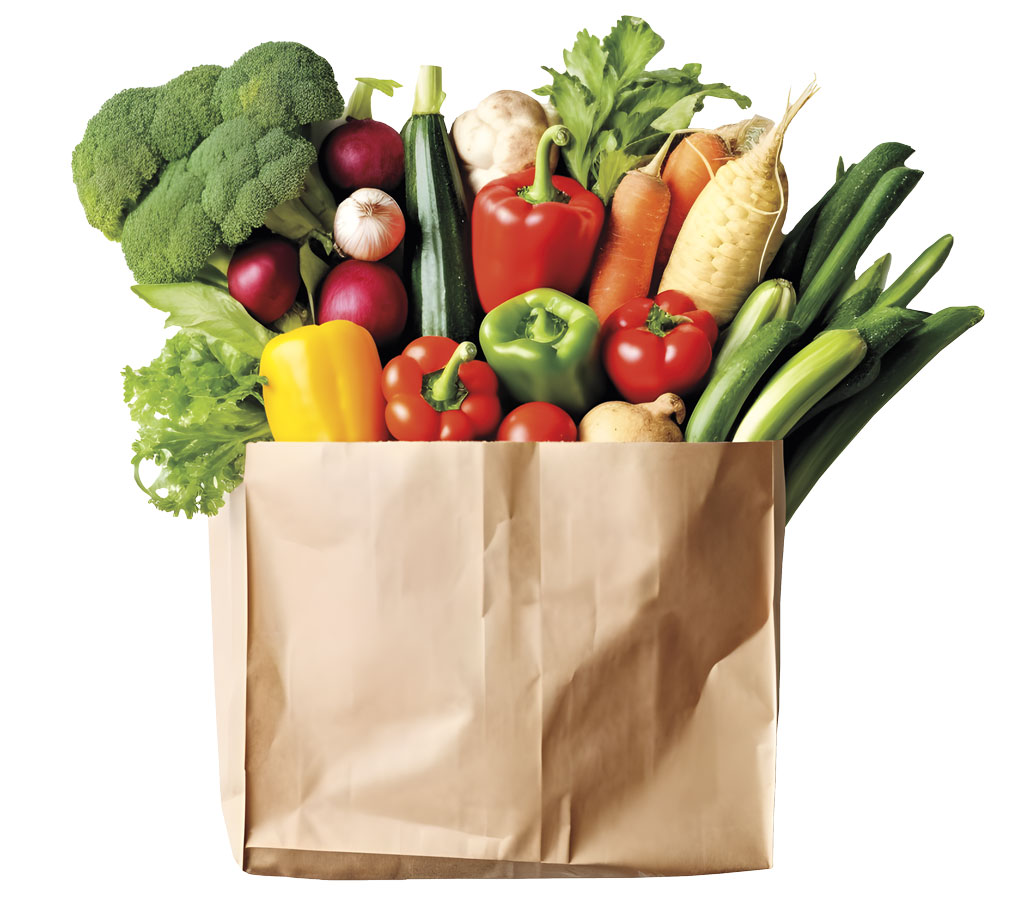 a bag full of fresh produce